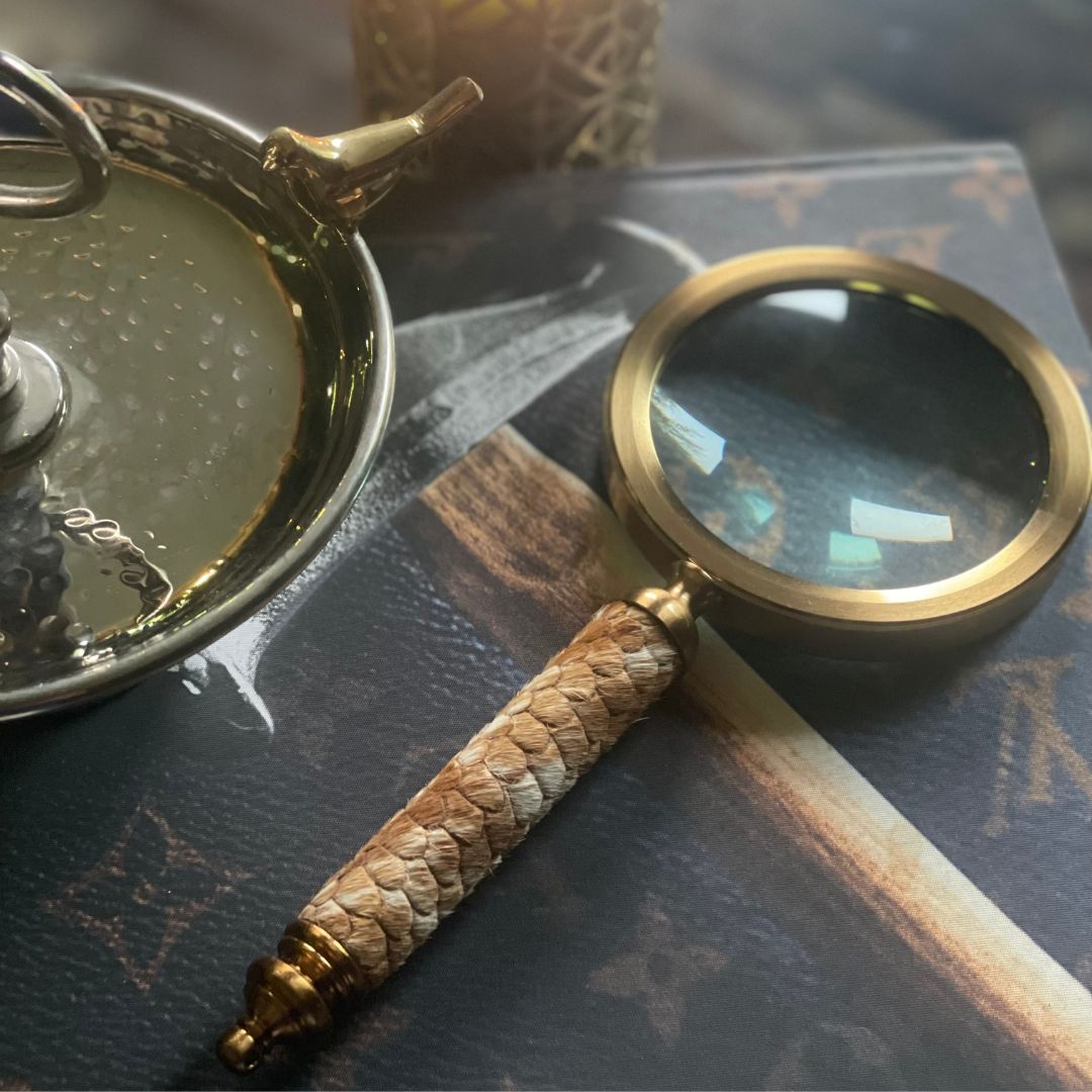 Magnifying Glass - Beige/White Real Horse Hair Base