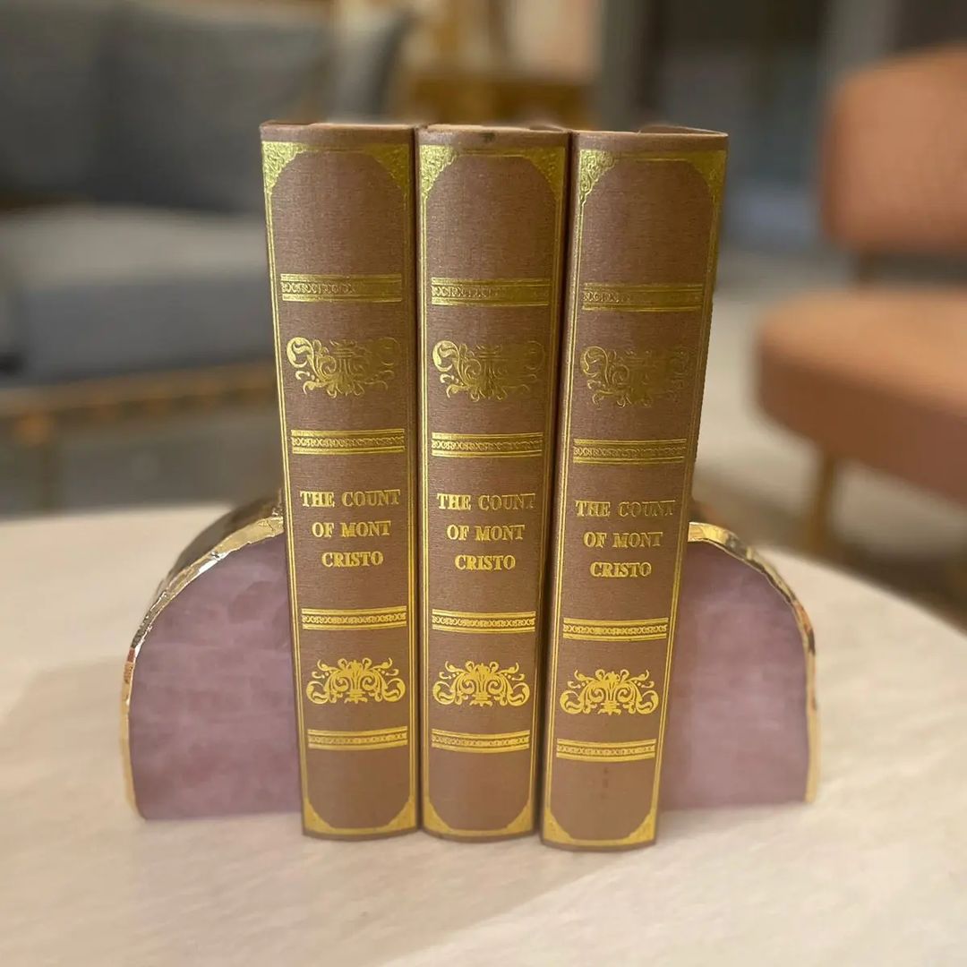 Pink Stone Gold Border Bookends