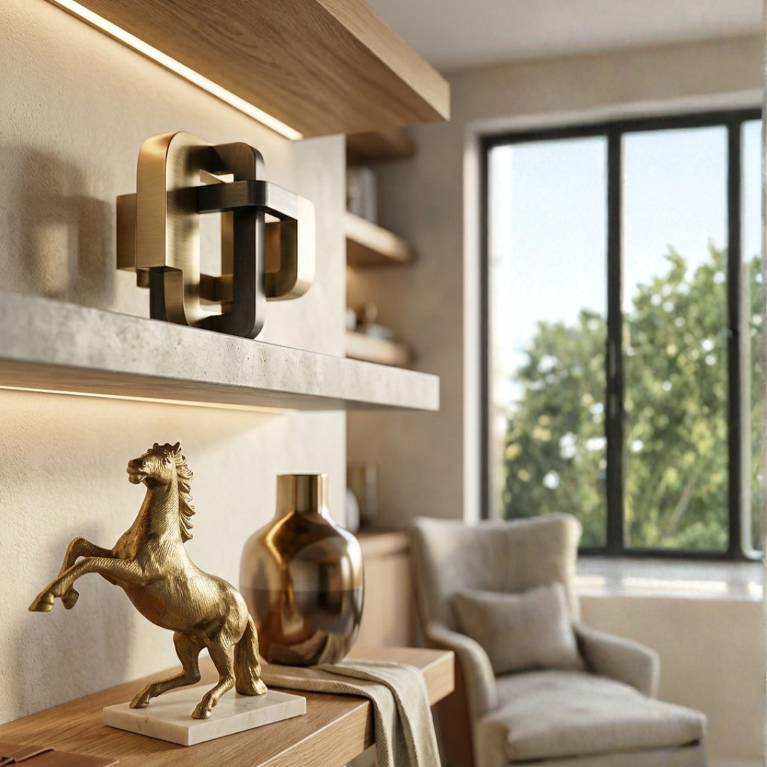 Gold Horse on Marble Base