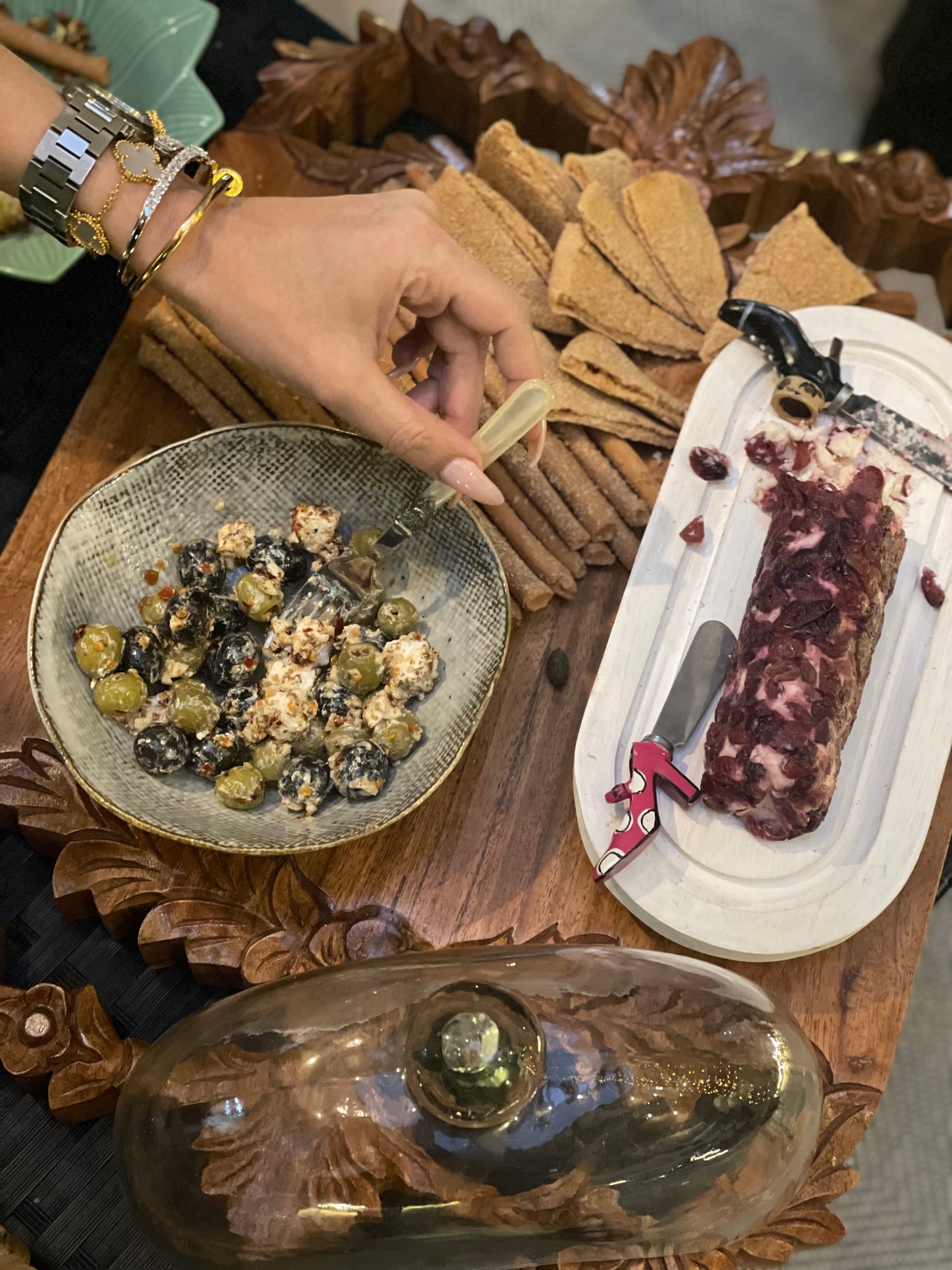 Wooden Carved Cheese Platter