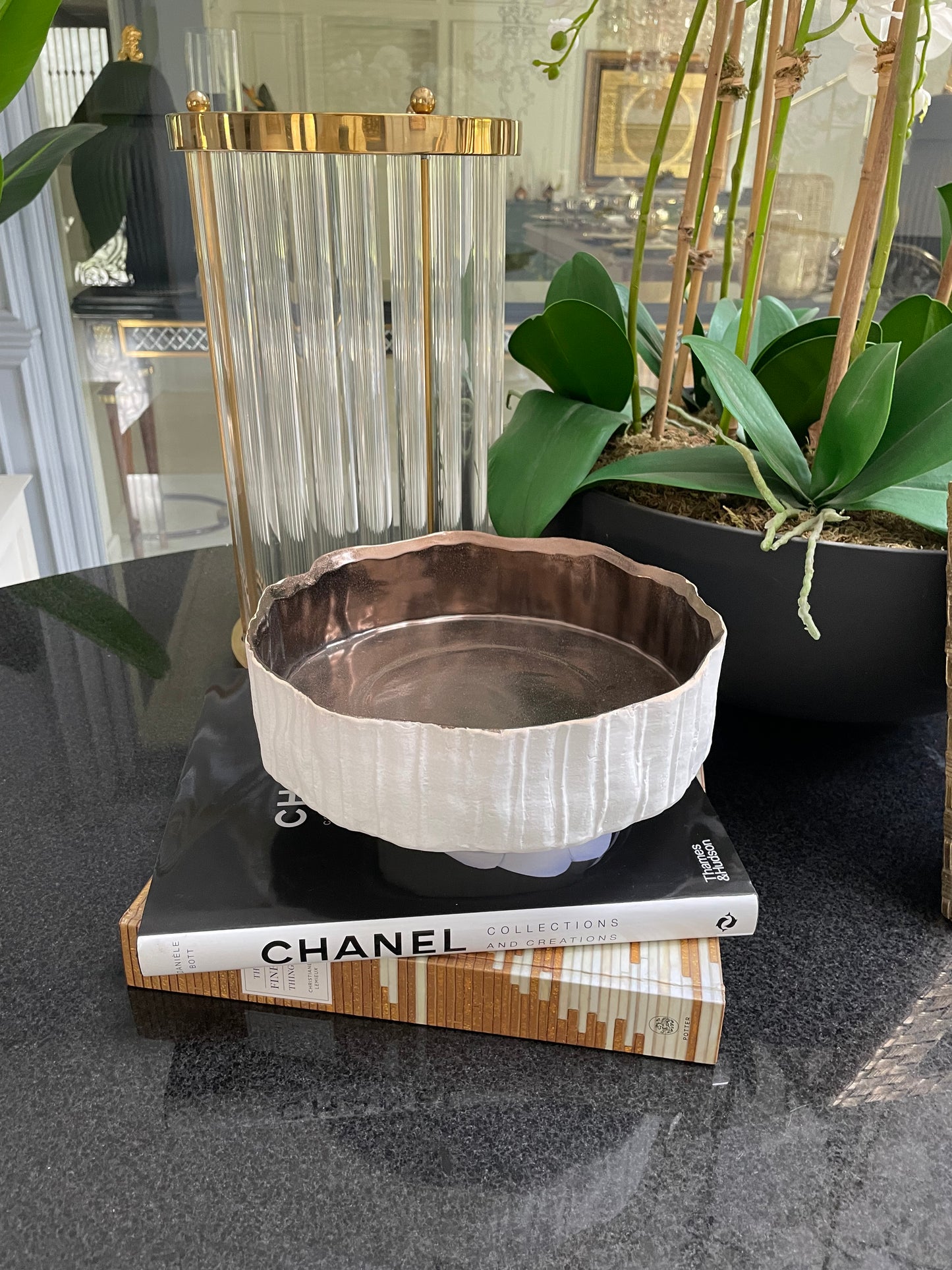 Ceramic White Bronze Bowl